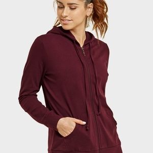 Sofra Women's Cotton Lightweight Zip Up Hoodie Sweater HDC7000 Burgundy